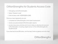 CliftonStrengths for Students Access Code Retail Card.