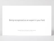 Back of a card, with text reading Being recognized as an expert in your field.