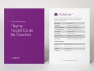 Front and back of a CliftonStrengths Theme Insights Card for Coaches
