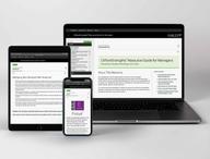 Digital CliftonStrengths Resource Guide for Managers on multiple devices and screen sizes.