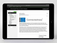 Digital guide displayed on device, featuring the Theme Description page for the Connectedness theme.