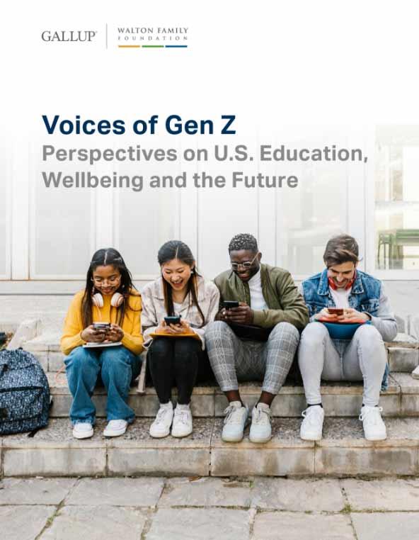 Cover of the Voices of Gen Z: Perspectives on U.S. Education, Wellbeing and the Future Report