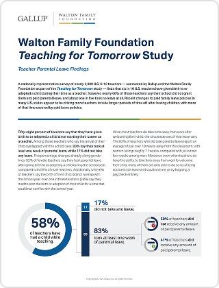 Teaching for Tomorrow: Teacher Parental Leave Findings Report Cover