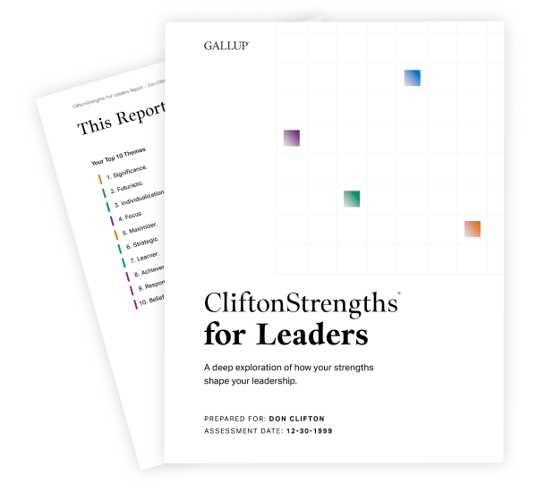 Example of the CliftonStrengths for Leaders report