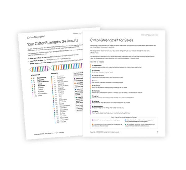 Example of the CliftonStrengths for Leaders report