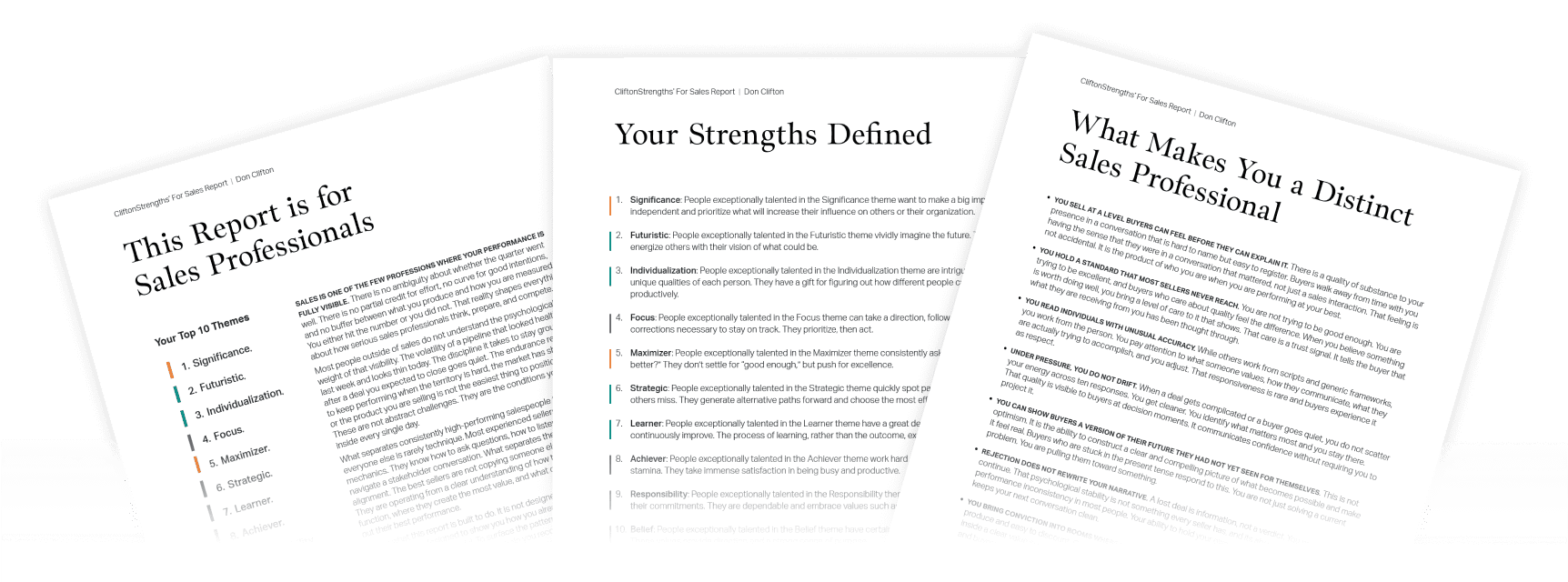 Sample CliftonStrengths for Sales Reports
