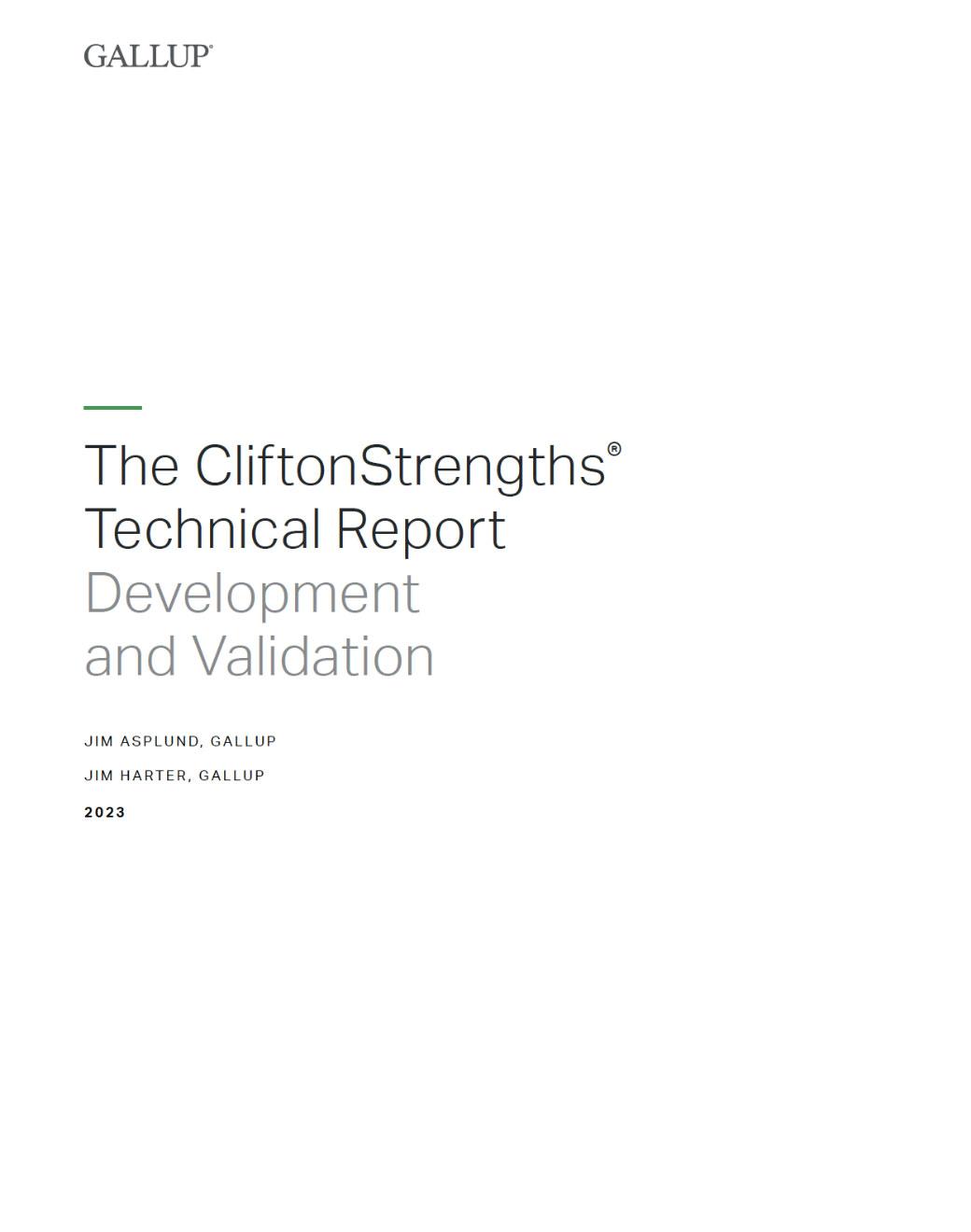 The CliftonStrengths® Technical Report cover