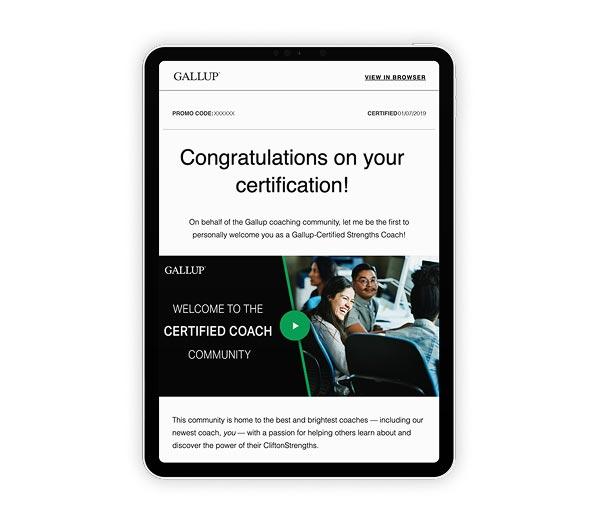 Example of Congratulations on Your Certification completion message