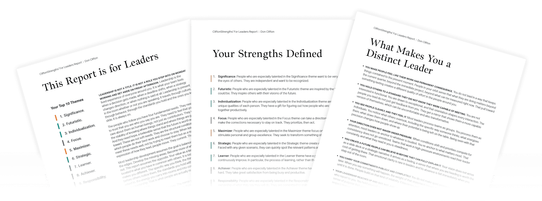 Sample CliftonStrengths for Leaders Reports