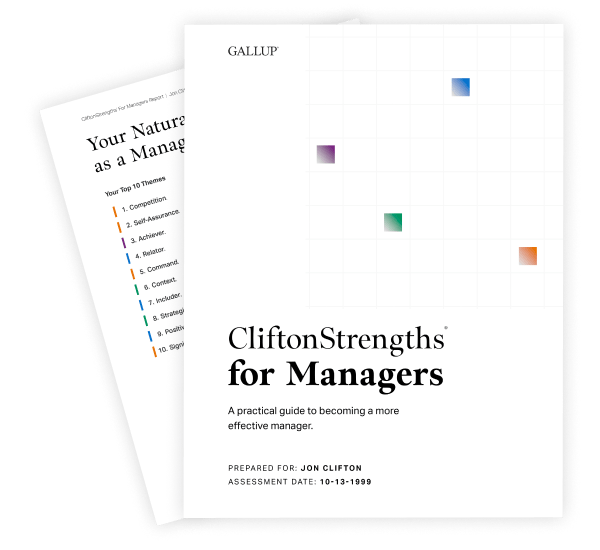 Example of the CliftonStrengths for Managers report