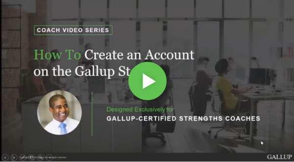 Button to play How to create an account on the Gallup Store video