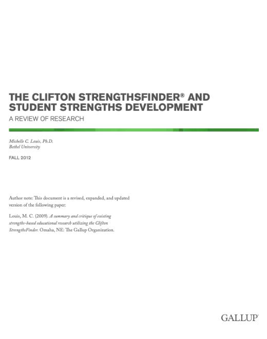 The CliftonStrengths and Student Development report cover