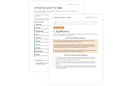 The CliftonStrengths for Sales Report