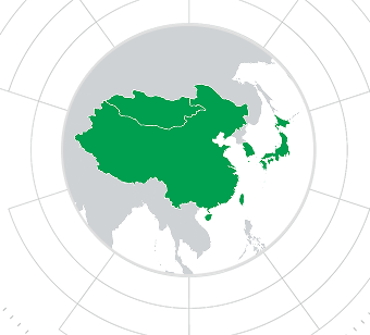 East Asia region depicted on a map