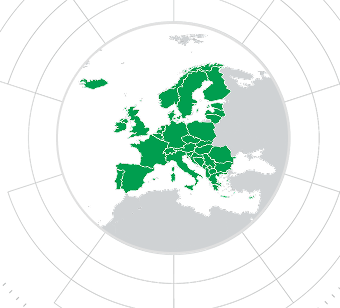 Europe region depicted on a map