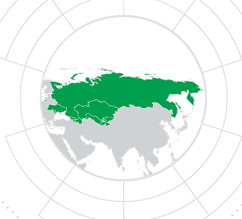 Post-Soviet Eurasia region depicted on a map