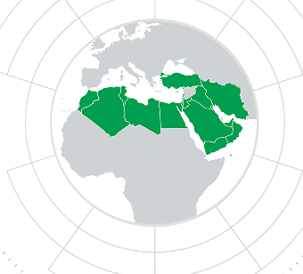 Middle East and North Africa region depicted on a map