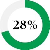 Pie chart showing 28%