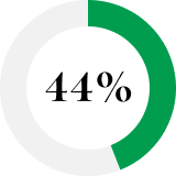 Pie chart showing 44%