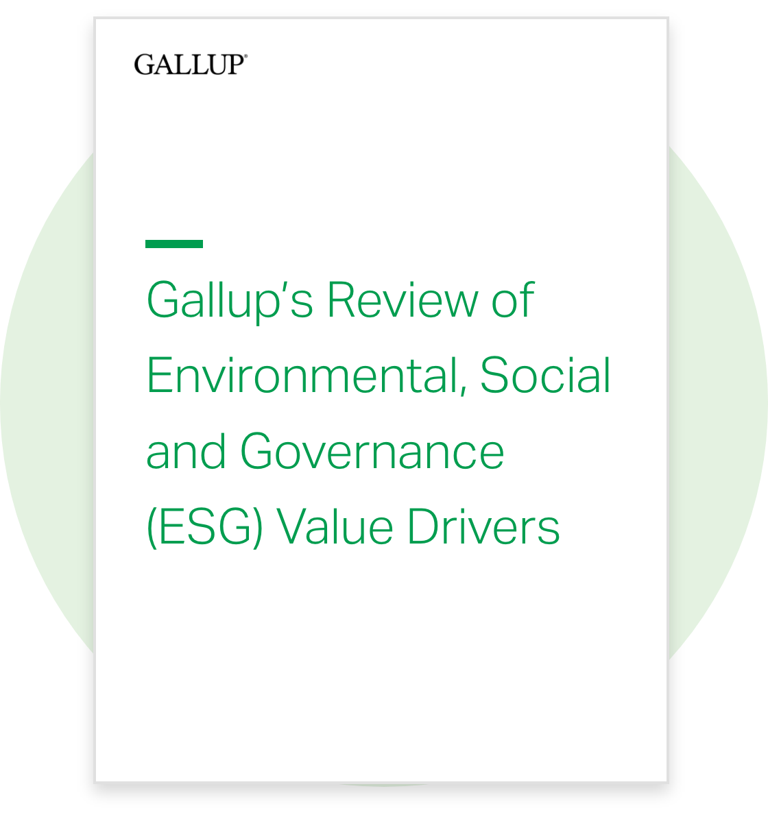 Gallup's Position on Environmental, social and Governance Value Drivers report cover