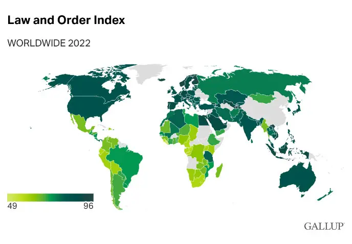 Map depiction of the 2021 State of the Global Workplace Index