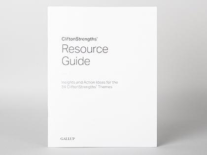 Front cover of CliftonStrengths Resource Guide.