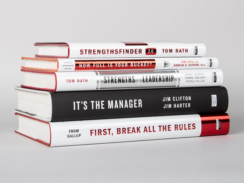 Contents of the Leadership Power Pack, five books, stacked.