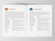 Pages 4 and 5 of CliftonStrengths Resource Guide, with text defining and describing the Activator and Adaptability themes, respectively.