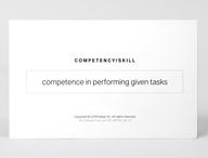 Back of a card, with text reading Competency/Skill: competence in performing given tasks.