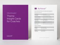 Click this thumbnail to show image: Front and back of a CliftonStrengths Theme Insights Card for Coaches