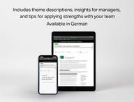 Includes theme descriptions, insights for managers, and tips for applying strengths with your team. Available in German.