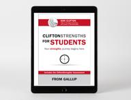 CliftonStrengths for Students e-book on tablet.