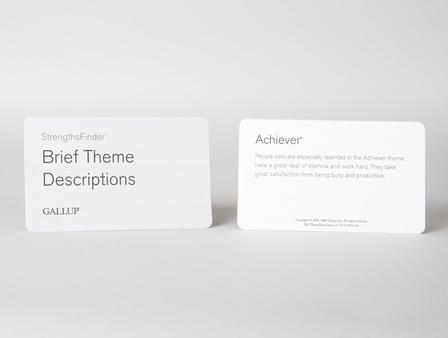Two cards, side by side, one displaying the front of a card and the other displaying the back.