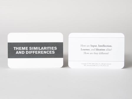 Front and back of a CliftonStrengths Theme Similarities and Differences Card