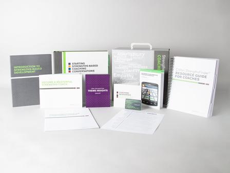 CliftonStrengths Coaching Starter Kit (Print) with all materials showing.